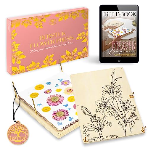 Berstuk Extra Large Flower Press Kit for Adults - This Big Flower Preservation Kit Measures 15" x 11.4" - Our Plant Press & Leaf Press is a Great Gift for Arts and Crafts Lovers by Berstuk