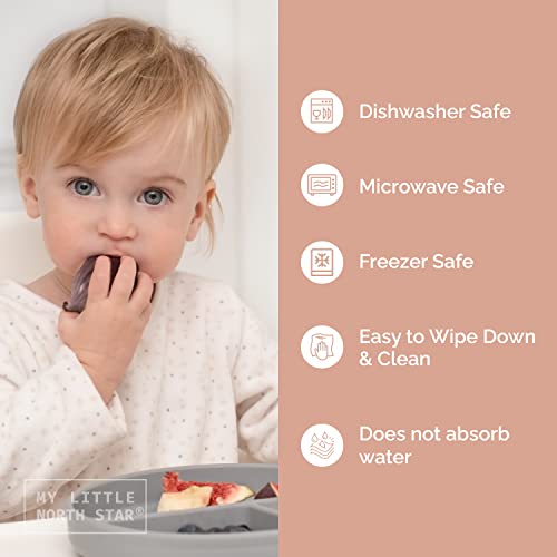 5 Piece Baby Feeding Set - Silicone Baby Bib, Suction Divided Plate, Dinnerware Cup, Soft Baby Spoon & Fork, Food Grade Silicone, Baby Gift Set, Baby Items, Toddler Utensils, Waterproof, Unisex from 