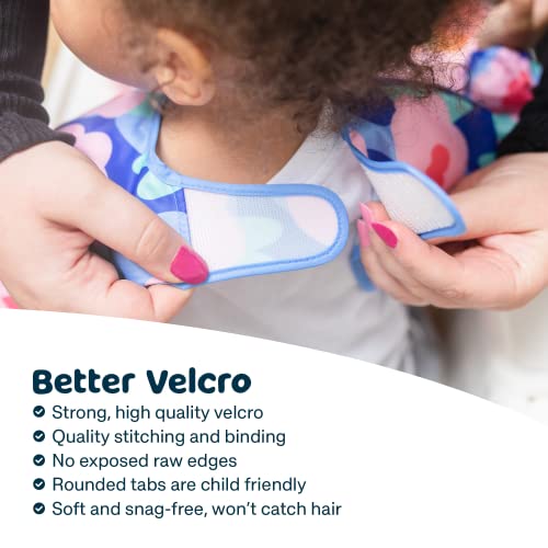 Tiny Twinkle Mess-Proof Apron Bib - Baby & Toddler Waterproof Smock with Tug-Proof Closure (Floral Blue, Large 2-4 Years) by Tiny Twinkle