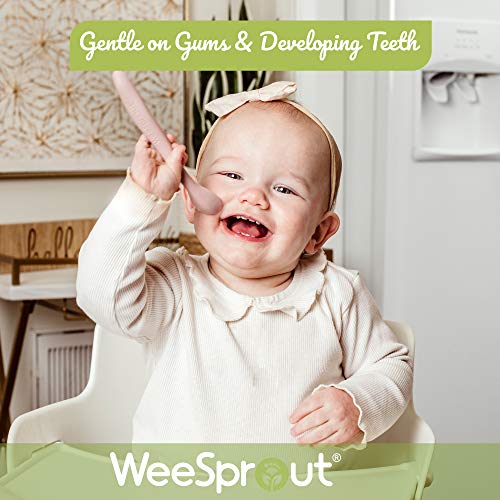 WeeSprout Silicone Baby Spoons - First Stage Feeding Spoons for Infants, Soft-Tip Easy on Gums, Bendable Design Encourages Self-Feeding, Ultra-Durable & Unbreakable, Dishwasher & Boil-Proof, Set of 3 by WeeSprout