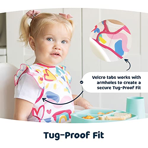 Tiny Twinkle Mess-Proof Apron Bib - Baby & Toddler Waterproof Smock with Tug-Proof Closure (Floral Blue, Large 2-4 Years) by Tiny Twinkle