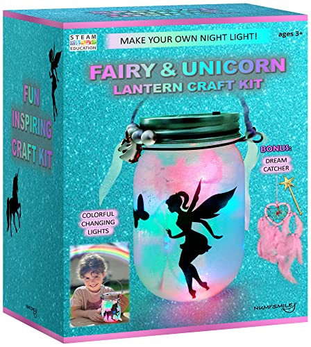 Unicorn & Fairy Lantern Night Light Jar Craft Kit, Birthday Gifts For Kids, DIY Arts And Crafts Set Gift For Girls Ages 3 4 5 6 7 8-12 Years And Up, Best Unicorn Toy, Fairy Gift Stuff For Little Girls from NUMI'SMILE