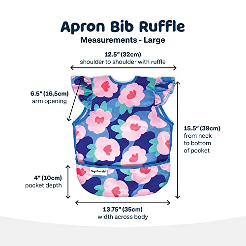 Tiny Twinkle Mess-Proof Apron Bib - Baby & Toddler Waterproof Smock with Tug-Proof Closure (Floral Blue, Large 2-4 Years) by Tiny Twinkle