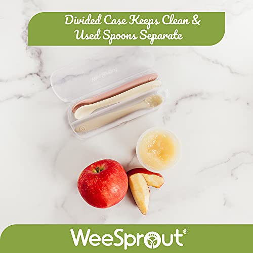 WeeSprout Silicone Baby Spoons - First Stage Feeding Spoons for Infants, Soft-Tip Easy on Gums, Bendable Design Encourages Self-Feeding, Ultra-Durable & Unbreakable, Dishwasher & Boil-Proof, Set of 3 by WeeSprout