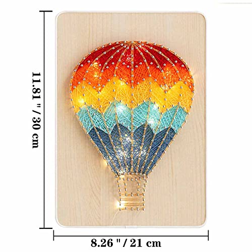 String Art Kit with LED Light - Crafts Kit for Adults and Kids - DIY String Art with All Necessary Accessories and Frame for Home Romantic Decoration (21 x 30 cm, Hot Air Balloon) from Cutefiy