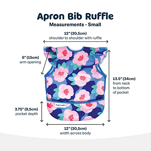 Tiny Twinkle Mess-Proof Apron Bib - Baby & Toddler Waterproof Smock with Tug-Proof Closure (Floral Blue, Large 2-4 Years) by Tiny Twinkle