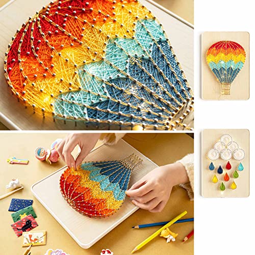 String Art Kit with LED Light - Crafts Kit for Adults and Kids - DIY String Art with All Necessary Accessories and Frame for Home Romantic Decoration (21 x 30 cm, Hot Air Balloon) from Cutefiy