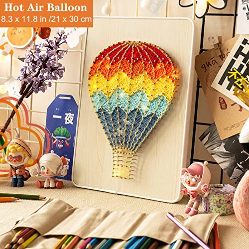 String Art Kit with LED Light - Crafts Kit for Adults and Kids - DIY String Art with All Necessary Accessories and Frame for Home Romantic Decoration (21 x 30 cm, Hot Air Balloon) from Cutefiy