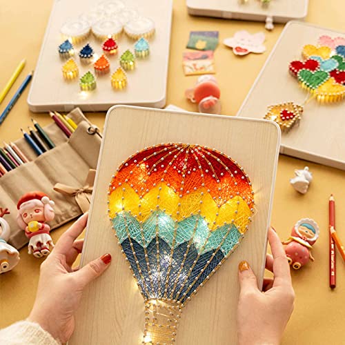 String Art Kit with LED Light - Crafts Kit for Adults and Kids - DIY String Art with All Necessary Accessories and Frame for Home Romantic Decoration (21 x 30 cm, Hot Air Balloon) from Cutefiy