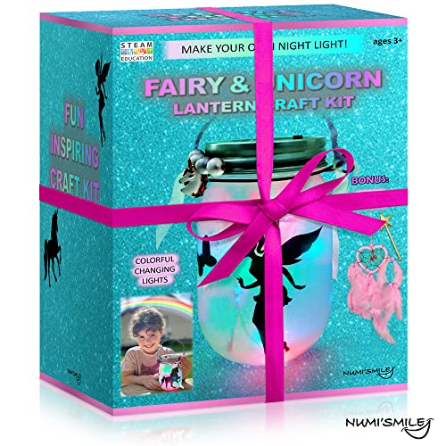 Unicorn & Fairy Lantern Night Light Jar Craft Kit, Birthday Gifts For Kids, DIY Arts And Crafts Set Gift For Girls Ages 3 4 5 6 7 8-12 Years And Up, Best Unicorn Toy, Fairy Gift Stuff For Little Girls from NUMI'SMILE