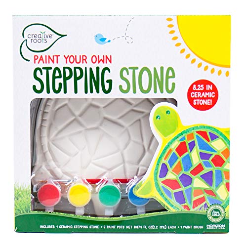 Creative Roots Mosaic Turtle Stepping Stone, Includes 8.25" Ceramic Stepping Stone & 6 Vibrant Paints, Mosaic Stepping Stone Kit, Paint Your Own Stepping Stone, DIY Stepping Stone Kit for Kids Ages 8+ by Horizon Group USA