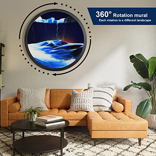 JZWLW Sand Art Liquid Motion, Moving Sand Art Decor Picture, 17.3" Wall Mounted Sculpture, Glass Crafts Solid Wood Frame Room Decoration, Relaxing Mood Home Office Work Decor by JZWLW