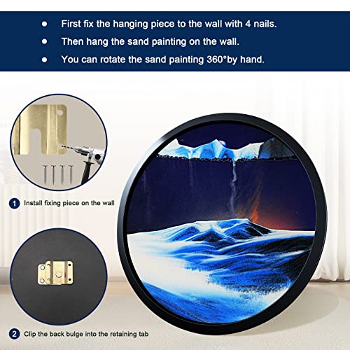 JZWLW Sand Art Liquid Motion, Moving Sand Art Decor Picture, 17.3" Wall Mounted Sculpture, Glass Crafts Solid Wood Frame Room Decoration, Relaxing Mood Home Office Work Decor by JZWLW