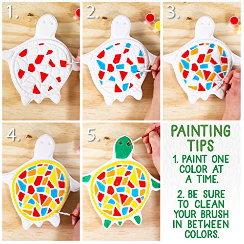 Creative Roots Mosaic Turtle Stepping Stone, Includes 8.25" Ceramic Stepping Stone & 6 Vibrant Paints, Mosaic Stepping Stone Kit, Paint Your Own Stepping Stone, DIY Stepping Stone Kit for Kids Ages 8+ by Horizon Group USA