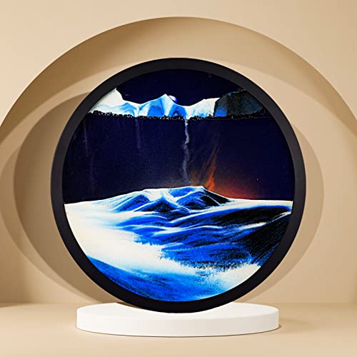 JZWLW Sand Art Liquid Motion, Moving Sand Art Decor Picture, 17.3" Wall Mounted Sculpture, Glass Crafts Solid Wood Frame Room Decoration, Relaxing Mood Home Office Work Decor by JZWLW