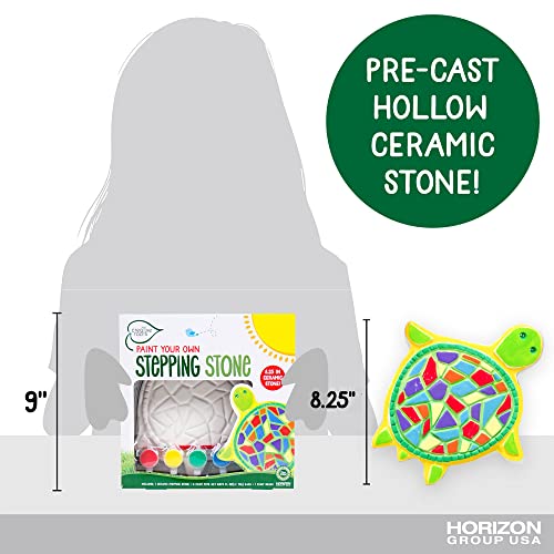 Creative Roots Mosaic Turtle Stepping Stone, Includes 8.25" Ceramic Stepping Stone & 6 Vibrant Paints, Mosaic Stepping Stone Kit, Paint Your Own Stepping Stone, DIY Stepping Stone Kit for Kids Ages 8+ by Horizon Group USA