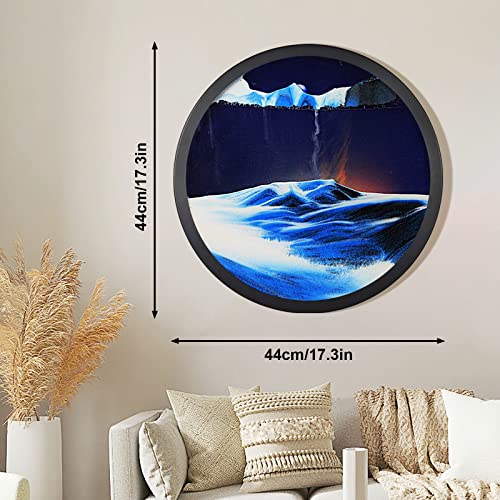 JZWLW Sand Art Liquid Motion, Moving Sand Art Decor Picture, 17.3" Wall Mounted Sculpture, Glass Crafts Solid Wood Frame Room Decoration, Relaxing Mood Home Office Work Decor by JZWLW