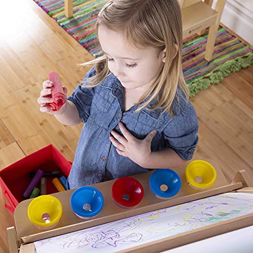 Guidecraft Desk to Easel Art Cart - Kids' Folding Arts and Crafts Activity Center with Chalkboard, Whiteboard, Paper Roller, Paint Cups, and Fabric Storage Bins by Guidecraft