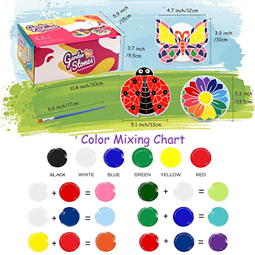 Paint Your Own Stepping Stones, 5-Pack DIY Ceramic Painting Kit for Kids, Outdoor Garden Art & Craft Painting Set for Boys & Girls Ages 3-12, Butterfly, Turtle, Flower, Tree & Ladybug Stepping Stone by Shen Zhen Shi Hong Jing Zhi Chuang Ke Ji Ltd