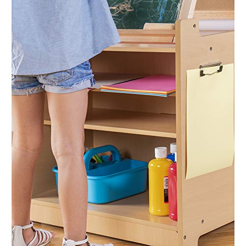 Guidecraft Desk to Easel Art Cart - Kids' Folding Arts and Crafts Activity Center with Chalkboard, Whiteboard, Paper Roller, Paint Cups, and Fabric Storage Bins by Guidecraft
