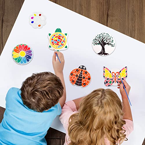 Paint Your Own Stepping Stones, 5-Pack DIY Ceramic Painting Kit for Kids, Outdoor Garden Art & Craft Painting Set for Boys & Girls Ages 3-12, Butterfly, Turtle, Flower, Tree & Ladybug Stepping Stone by Shen Zhen Shi Hong Jing Zhi Chuang Ke Ji Ltd