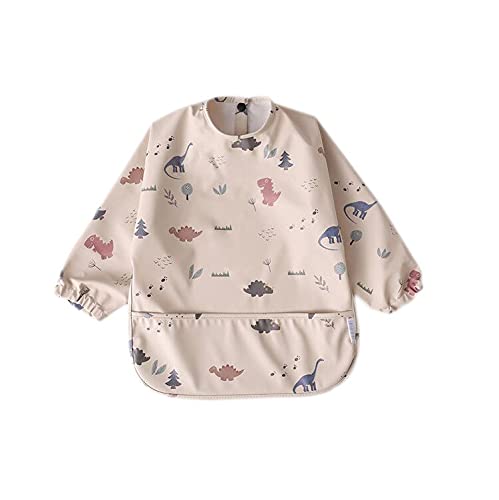 Waterproof Baby Bibs,Infant Toddler Long Sleeve Feeding Bib With Food Catcher,Easy Clean & Washable,Baby Art smock Super Soft from 