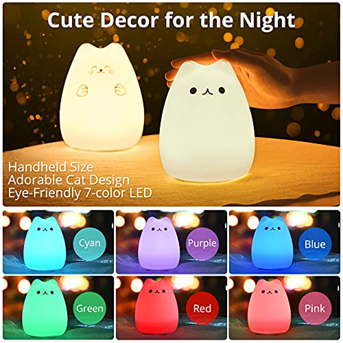 Cat Lamp,GoLine Gifts for 3 4 5 Year Old Girls,Graduation Gifts for Teen Girls,Kids Night Light for Bedroom,Kawaii Kitty Baby Nursery Lamp with Remote Control. from GoLine