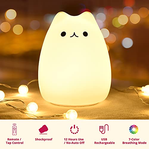 Cat Lamp,GoLine Gifts for 3 4 5 Year Old Girls,Graduation Gifts for Teen Girls,Kids Night Light for Bedroom,Kawaii Kitty Baby Nursery Lamp with Remote Control. from GoLine