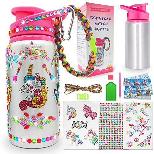7July Decorate Your Own Water Bottle Kits for Girls Age 4-6-8-10,Unicorn Gem Diamond Painting Crafts,Fun Arts and Crafts Gifts Toys for Girls Birthday Christmas from 7July