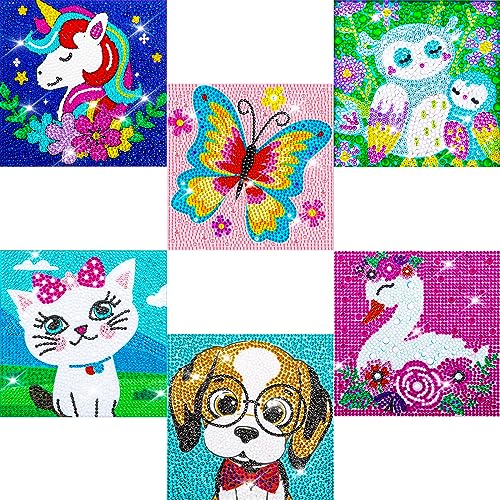 6 Pieces 5D Diamond Painting Kit for Kids Gem Painting Kit Crystal Easy Painting Art Craft Set for Home 5D Full Drill (6 Packs D) by Labeol