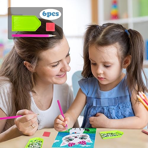 6 Pieces 5D Diamond Painting Kit for Kids Gem Painting Kit Crystal Easy Painting Art Craft Set for Home 5D Full Drill (6 Packs D) by Labeol