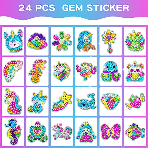WEKEY Diamond Painting Kits for Kids - 24PCS Diamond Art Animal Sticker Craft with Gem Tool, Arts and Crafts for Kids Ages 8-12, Best Mosaic Stickers Gift for Boy and Girl to DIY from WEKEY