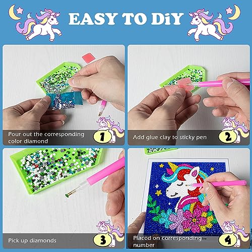 6 Pieces 5D Diamond Painting Kit for Kids Gem Painting Kit Crystal Easy Painting Art Craft Set for Home 5D Full Drill (6 Packs D) by Labeol