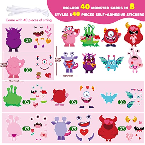 40 Pieces Valentine's Day Crafts Kits Craft for Kids Valentines Arts and Crafts DIY Valentines Ornament Kit Make Your Own Valentines Craft Projects Valentine's Day Entertainment Activities for Kids by Sinmoe