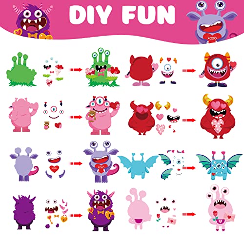 40 Pieces Valentine's Day Crafts Kits Craft for Kids Valentines Arts and Crafts DIY Valentines Ornament Kit Make Your Own Valentines Craft Projects Valentine's Day Entertainment Activities for Kids by Sinmoe