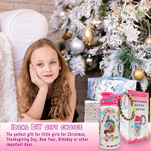 7July Decorate Your Own Water Bottle Kits for Girls Age 4-6-8-10,Unicorn Gem Diamond Painting Crafts,Fun Arts and Crafts Gifts Toys for Girls Birthday Christmas from 7July