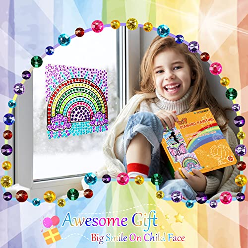 Art Kits Craft Gifts for Girls: Great Stickiness DIY Diamond Crafts for Kids Ages 4-8, Painting Window Craft Kit, Best Christmas Birthday Gift for Girl 4 5 6 7 8 9 10 Year Old, Sun Catcher Gem Toys by Tozkizm