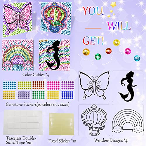 Art Kits Craft Gifts for Girls: Great Stickiness DIY Diamond Crafts for Kids Ages 4-8, Painting Window Craft Kit, Best Christmas Birthday Gift for Girl 4 5 6 7 8 9 10 Year Old, Sun Catcher Gem Toys by Tozkizm