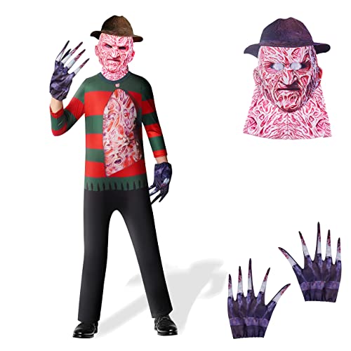 Byriady Kids Freddy Krueger Michael Myers Jason Voorhees Halloween Costume for Kids Jumpsuit Outfits with Glove Set Boy /Girls by 