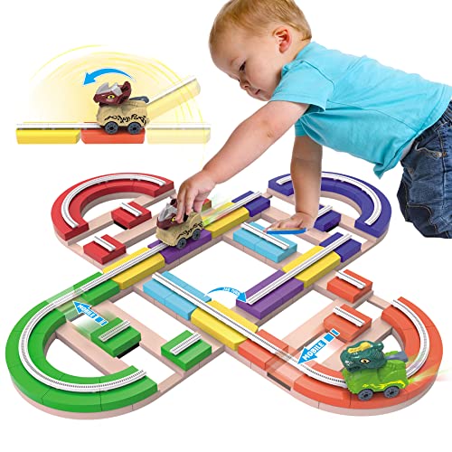 143 PCS Building Block Track car, Dinosaur Race Slide Track Playset Preschool Educational DIY STEM Toy for 3 4 5 6 7 8 Years Toddlers Boys Girls Kids Children, Construction Toy Birthday Gift Toys by Tooysea