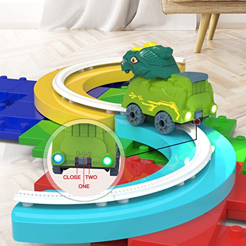 143 PCS Building Block Track car, Dinosaur Race Slide Track Playset Preschool Educational DIY STEM Toy for 3 4 5 6 7 8 Years Toddlers Boys Girls Kids Children, Construction Toy Birthday Gift Toys by Tooysea