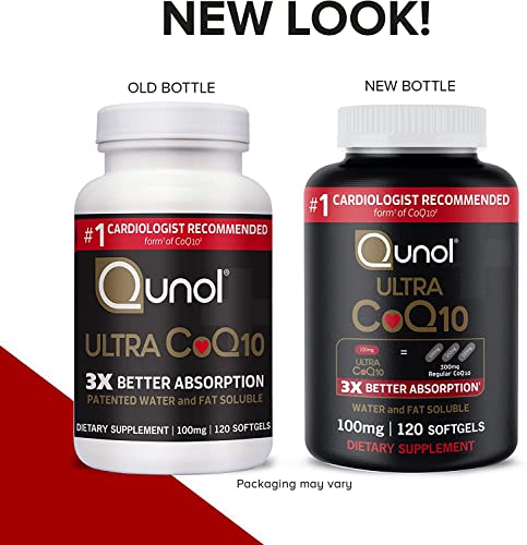 Qunol Ultra CoQ10 100mg, 3x Better Absorption, Patented Water and Fat Soluble Natural Supplement Form of Coenzyme Q10, Antioxidant for Heart Health, 120 Count Softgels from Quten Research Institute, LLC