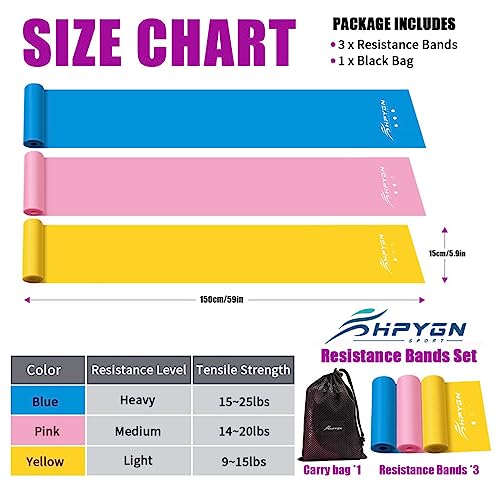 Resistance Bands, Exercise Bands Resistance, Physical Therapy Bands, Strength Training, Yoga, Pilates, Stretching, Non-Latex Elastic Band with Different Strengths,Workout Bands for Home by HPYGN