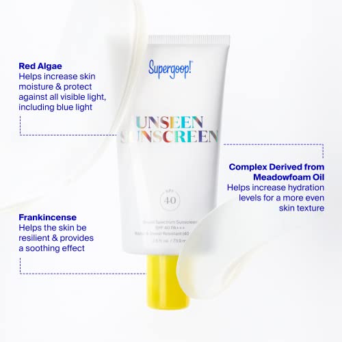 Supergoop! Unseen Sunscreen, 1.7 oz - SPF 40 PA+++ Reef-Friendly, Broad Spectrum Face Sunscreen & Makeup Primer - Weightless, Invisible, Oil Free & Scent Free - Beard Friendly - For All Skin Types by Supergoop!