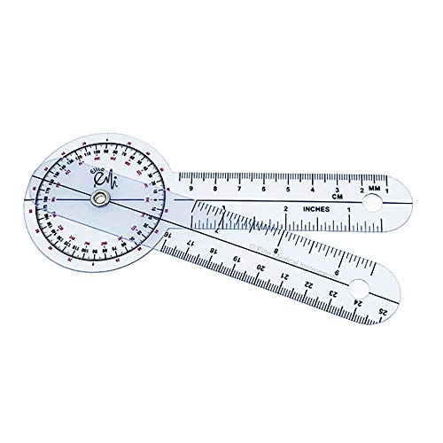 EMI EGM-650 5 Piece Physical Therapy Set - Goniometer 12 inch, 8 inch, 6 inch, Taylor Hammer, & Tape Measure by Elite Medical Instruments