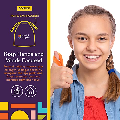 Special Supplies Physical Therapy Putty Kit, Finger Exercisers, and Hand Strengtheners, 15 Pc. Set, Improve Grip Strength, Dexterity and Mobility, Supports Injury and Recovery Stress Relief from Special Supplies