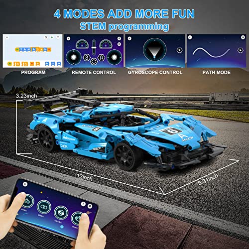 JCC Remote Control Sports Race Car & APP Control Building Blocks Sets, STEM Building Kits, Educational Learning Toys for Boys and Girls, Practical Gifts 6 7 8 9 10 11 12 + Year Old and Adults (419Pcs) from JCC