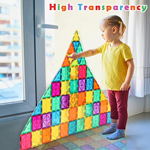 Gemmicc Magnetic Tiles, Deluxe 136 PCS Building Blocks Magnet Toys for Kids,3D Magnet Puzzles Stacking Blocks for Boys Girls,Huge Set with 2 Cars by Gemmicc