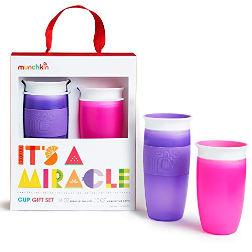 Munchkin It's a Miracle! Gift Set, Includes 10oz & 14oz Miracle 360 Cup, Pink/Purple by AmazonUs/MUNO9