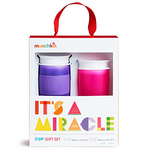 Munchkin It's a Miracle! Gift Set, Includes 10oz & 14oz Miracle 360 Cup, Pink/Purple by AmazonUs/MUNO9